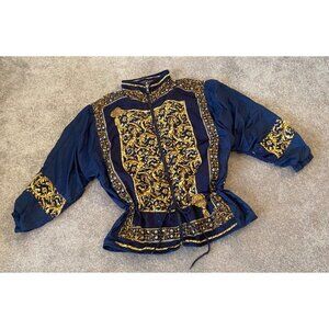 Sport By Carolina Colours Embroidered Jacket Blue Gold Drawstring Large